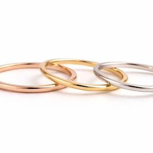 Solid Gold Thin Wedding Band, Minimalist Stacking Ring (1mm) - 10k-14k-18k Options