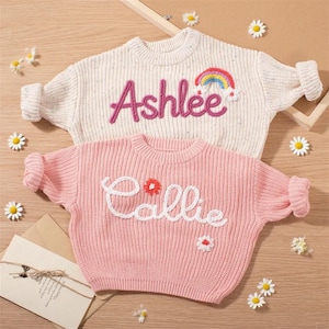 Custom Baby Sweater with Name, Personalized Baby Name Sweater, Embroidered Children Sweatshirt, Knit Sweater Toddler, Customized Baby Gifts