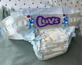 Custom  Diaper Tab Extender V3 'Blue' with Christmas Hat