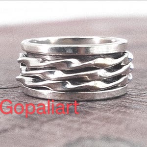Handmade Sterling Silver Spinner Ring: Boho Fidget Meditation Band Smooth Thick Minimalist Statement Ring