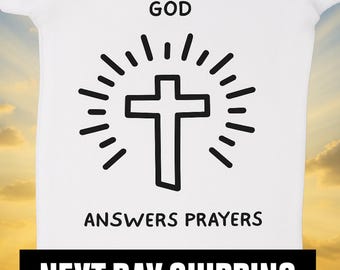 Living Proof That God Answers Prayers Onesie: Baby Shower Baptism Gift
