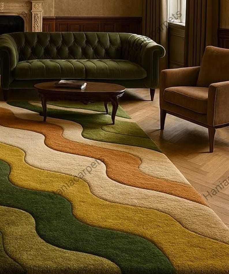 3D Textured Wool Rug – Hand-tufted Earthy Landscape Carpet | Modern ...