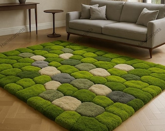 Von der Natur inspirierter getufteter Moosteppich | Handgefertigter Wald Boden Teppich | Organische Textur Dekor für Wohnzimmer Schlafzimmer Dekor