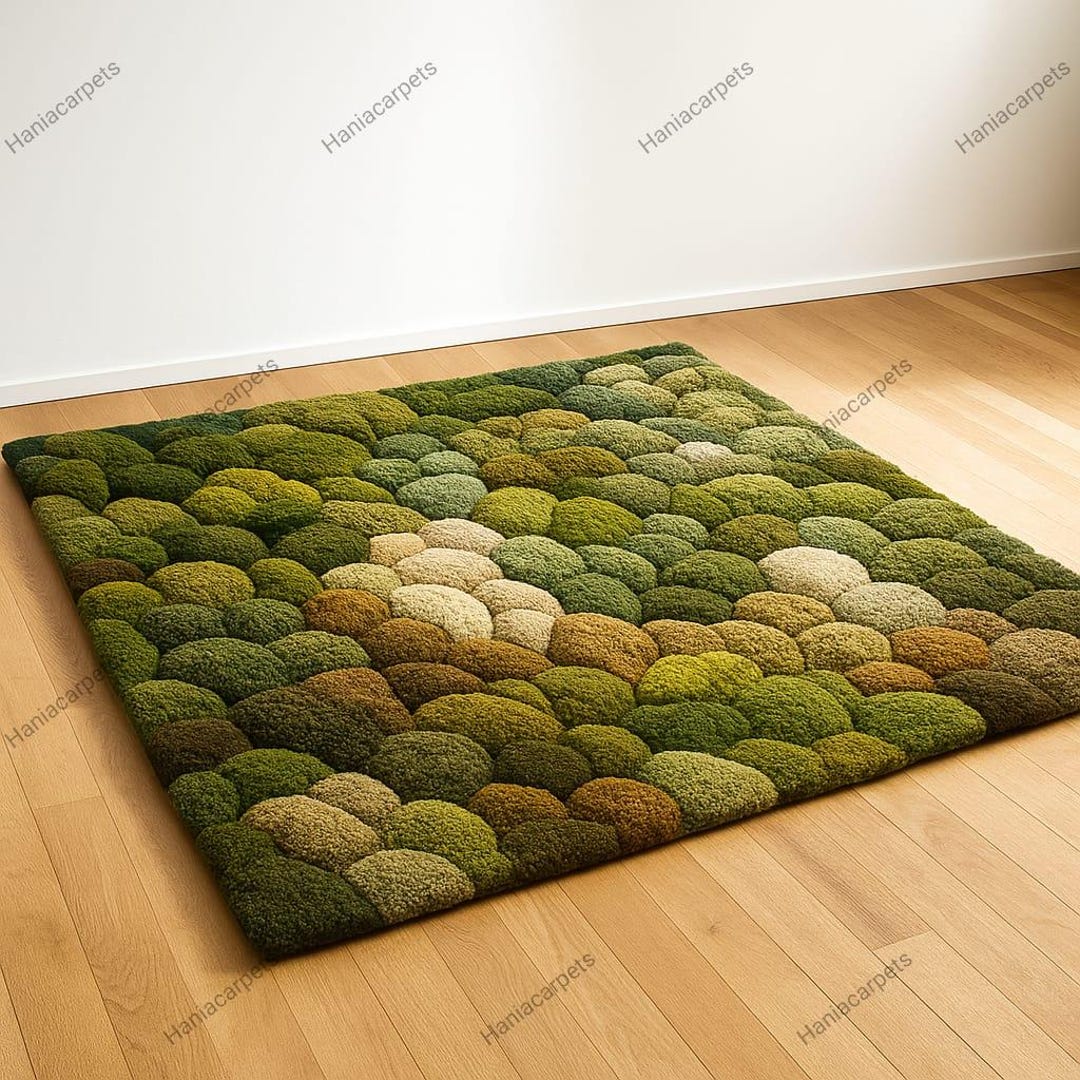 Nature-inspired Tufted Moss Rug | Handcrafted Forest Floor Carpet ...