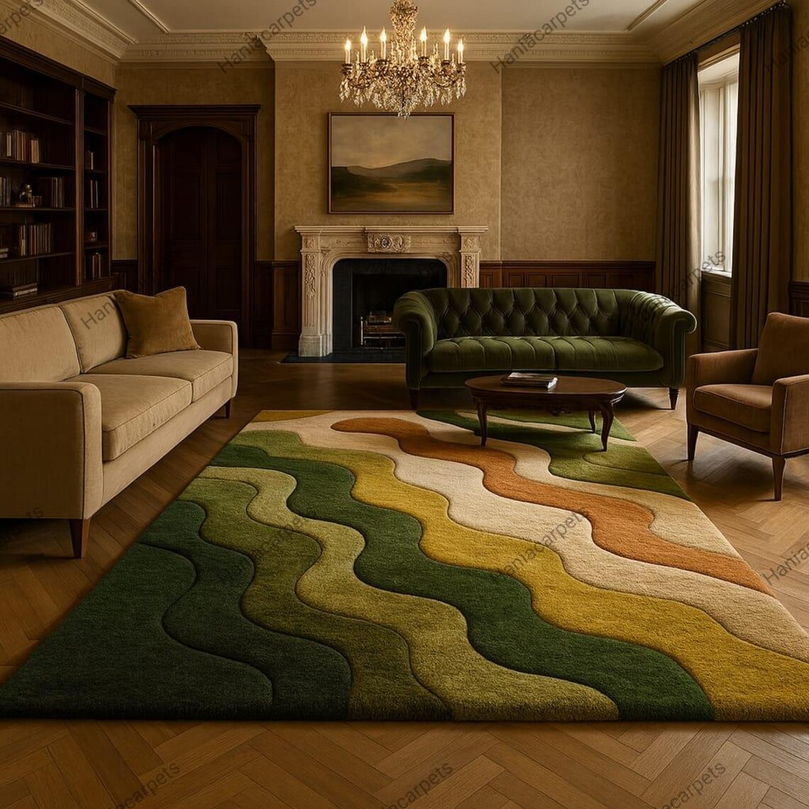 3D Textured Wool Rug – Hand-tufted Earthy Landscape Carpet | Modern ...