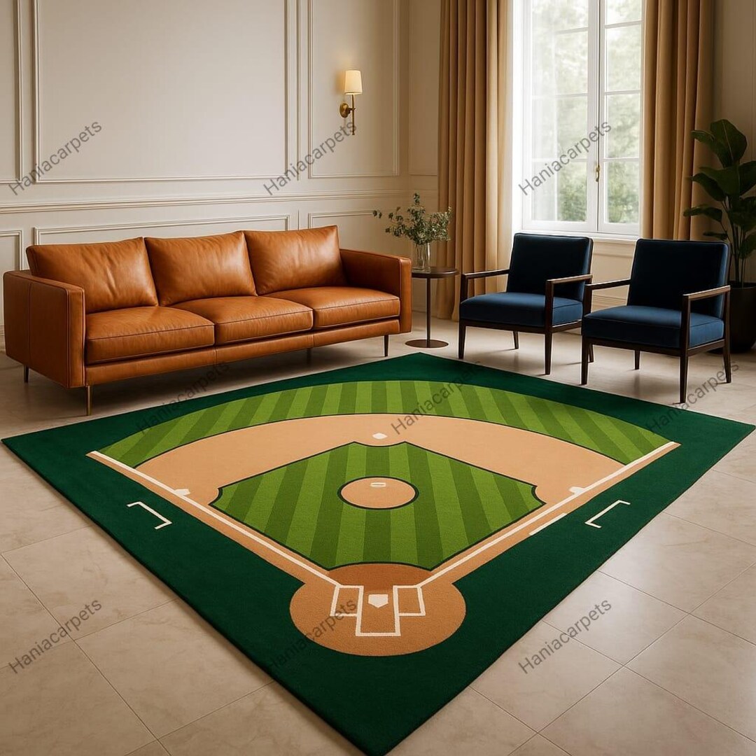 Handmade Wool Tufted Baseball Rug – Sports Themed Kids Room Carpet ...