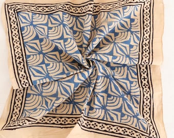 Bandana aus Baumwolle mit Handblockdruck: Boho Schal, Kopftuch | Hand Block gedruckte Haar wickeln | Boho Hals Schal | Reise, Strand & tägliches Accessoire