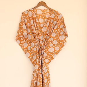Block print kaftan, handmade kaftan Comfortable Clothing, Hand Block Print Caftan Sleepwear Indian Kaftan Maxi Dress Bikini Cover Up Caftans