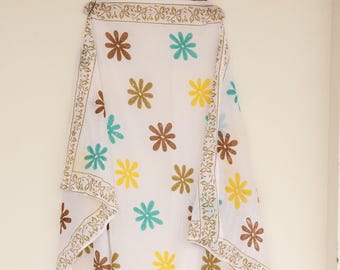 Katoenen sarong met Indiase blokprint: strandomslag, sjaal, sjaal