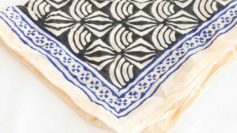 Hand Block Printed Cotton Bandana: Boho Head Scarf, Eco-Friendly thumbnail 5