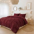Burgundy Color Pure Cotton Wrinkle Quilt Cover, Comforter Cover, 100% Cotton Boho Quilt Cover, Bohemian Dorm Bedding Set Quilt Cover, Gift