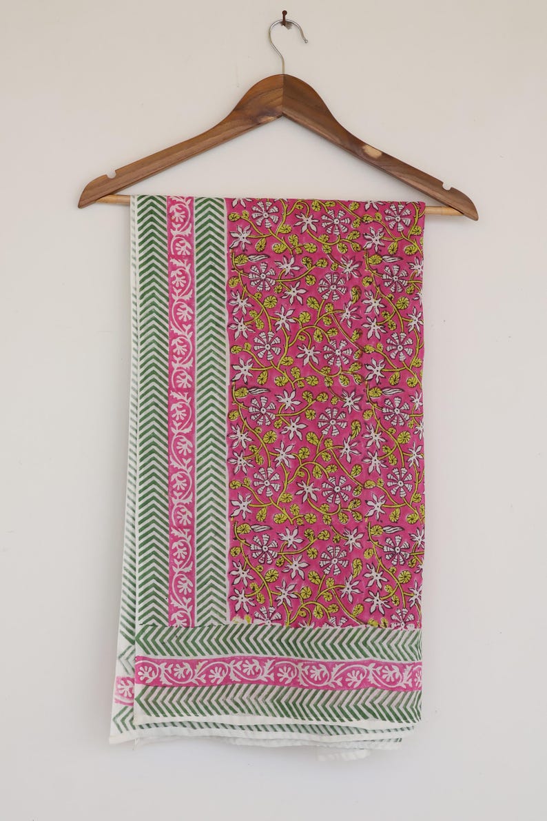 Hand Block Printed Cotton Sarong: Lightweight Beach Wrap, Artisan Made, Lightweight Summer Wrap, Eco Friendly Gift For Her , Resort & Outfit thumbnail 5