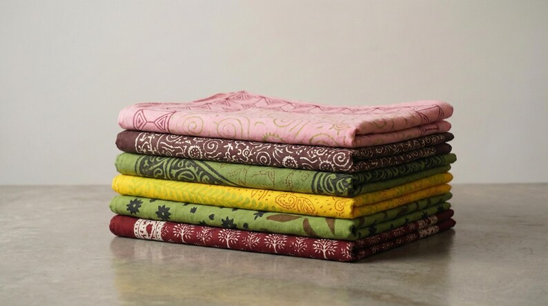 Set of 6 cotton Bandana Scarves, Foulard, Neckerchief, Necktie Face Mask, Hijab,Hand Made Gift for Her | yoga Headband and Bandana thumbnail 3