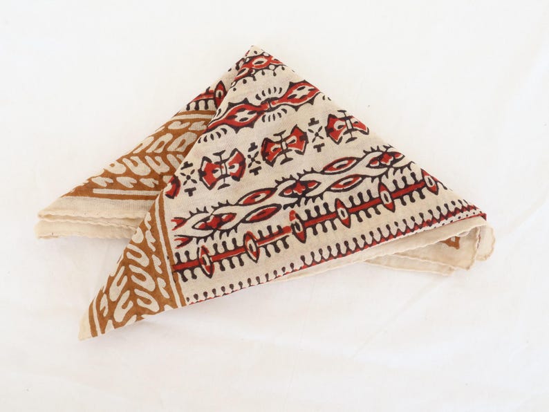 Handmade Block Print Cotton Bandana: Eco-Friendly Boho Scarf thumbnail 2