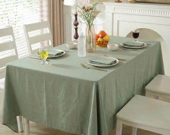 Sage green Cotton Tablecloth-Softened Farmhouse Wedding Table Cover - garden tablecloth - baby shower party tablecloth,Christmas Table Cloth