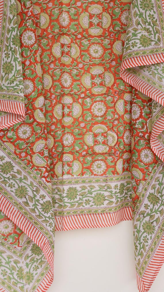 Hand Block Printed Cotton Sarong: Boho Beach Wrap, Lightweight Scarf
