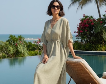 Beautiful 100% Pure Cotton Kaftan | Print Cotton Kaftan Robe | Boho Summer Wear Dress | Handmade Sleepwear Maxi Dress | Gift For Her