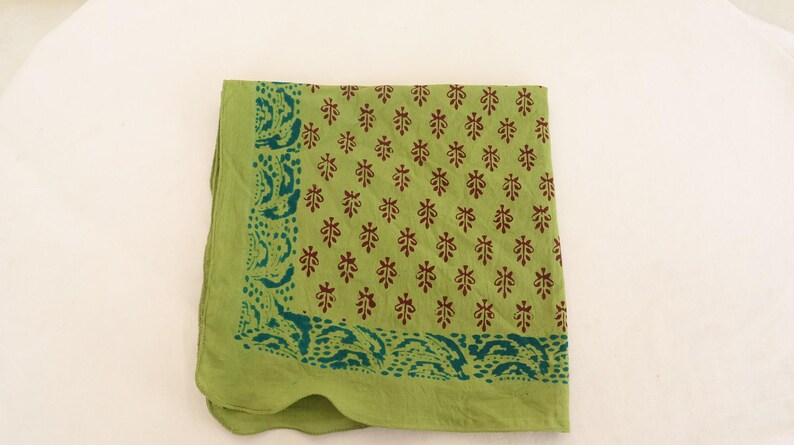 Set Of 10 Colorful Hand Block Printed Cotton Bandana, Sustainable Neck Scarves, Summer Bandana, Hair Accessories, Beach Bandana,Gift For Her thumbnail 4