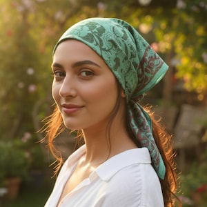 Handblock Print Cotton Bandana Scarf: 100% Cotton Head Scarf | Boho Festival Neckerchiefs, Yoga Headband & Bandana Gift Set for Women Men