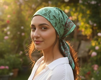 Handblock Print Cotton Bandana Scarf: 100% Cotton Head Scarf | Boho Festival Neckerchiefs, Yoga Headband & Bandana Gift Set for Women Men