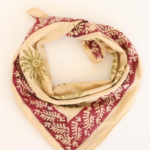 Handblock Print Cotton Bandana: Boho Hair Tie Neck Scarf