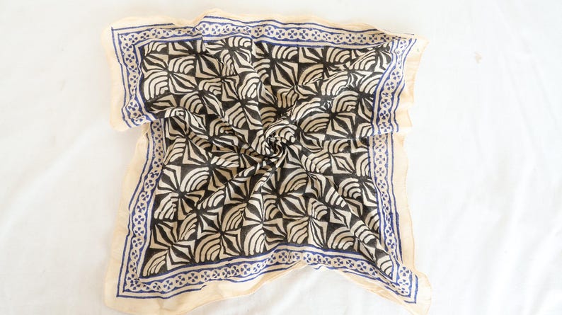 Hand Block Printed Cotton Bandana: Boho Head Scarf, Eco-Friendly thumbnail 2
