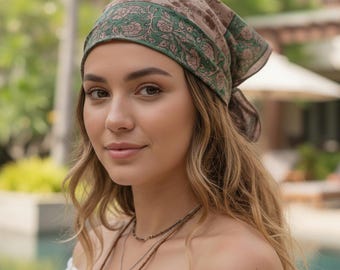 Pañuelo de algodón estampado a mano, pañuelo de algodón, diadema amarilla, pañuelo para hombre, pañuelo boho, pañuelo estampado, pañuelo para el cuello