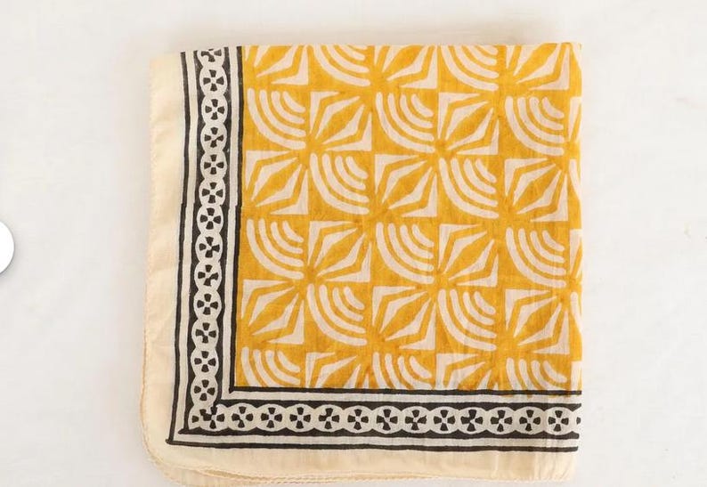 Boho Cotton Bandana Set of 7 | Handmade Block Print Head Scarves | Soft Cotton Neckerchief | Festival & Everyday Wear | 7 Assorted Bandanas thumbnail 4