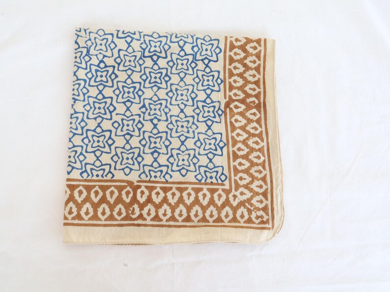 Hand Block Print Cotton Bandana Set of 7 | Floral & Paisley Bandanas | Soft Cotton Head Scarf | Boho Neckerchief | Unisex Bandana Gift thumbnail 5