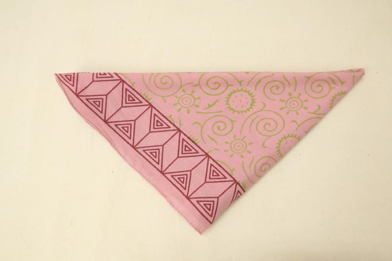 Floral Block Print Cotton Bandana Scarf: Handmade Ethical Fashion | Cotton Headscarf | Boho Hair Accessory | Handmade & Eco Friendly thumbnail 5