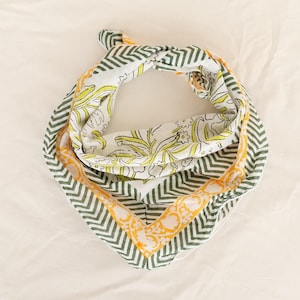 Handblock Print Cotton Bandana: Bohemian Neck Scarf, Headband