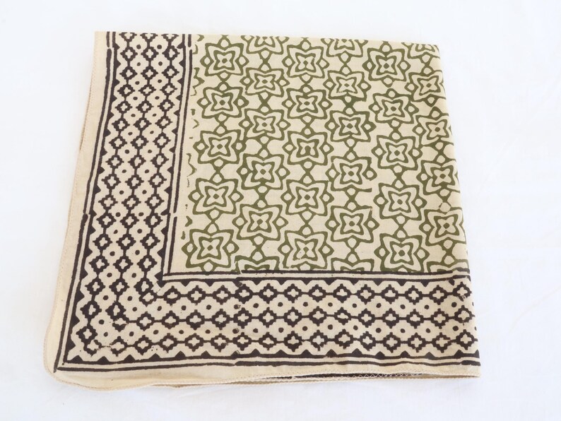 Hand Block Print Cotton Bandana Set of 7 | Floral & Paisley Bandanas | Soft Cotton Head Scarf | Boho Neckerchief | Unisex Bandana Gift thumbnail 4