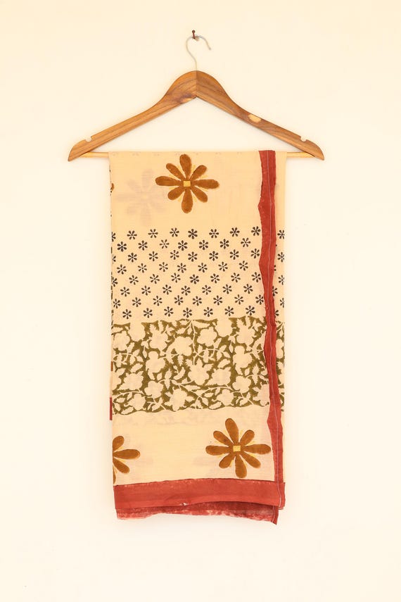 Hand Block Print Cotton Sarong: Lightweight Beach Wrap