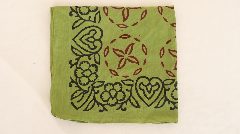 Set Of 10 Colorful Hand Block Printed Cotton Bandana, Sustainable Neck Scarves, Summer Bandana, Hair Accessories, Beach Bandana,Gift For Her thumbnail 4