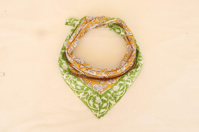 8 pcs Hand Block Printed Organic Cotton Bandana: organic Cotton | party And biker Bandana | Cotton Hair & Neck Wrap | Gift for her thumbnail 3