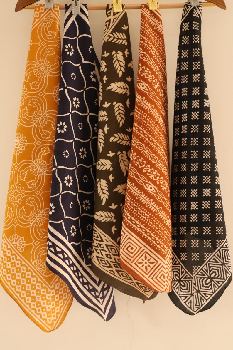 5 PCS Handmade Bandana, Organic Boho Scarf, Lightweight Hair Or Neck Wrap, Eco-Friendly Gift For All, Everyday Fashion,Fetival Accessory thumbnail 2