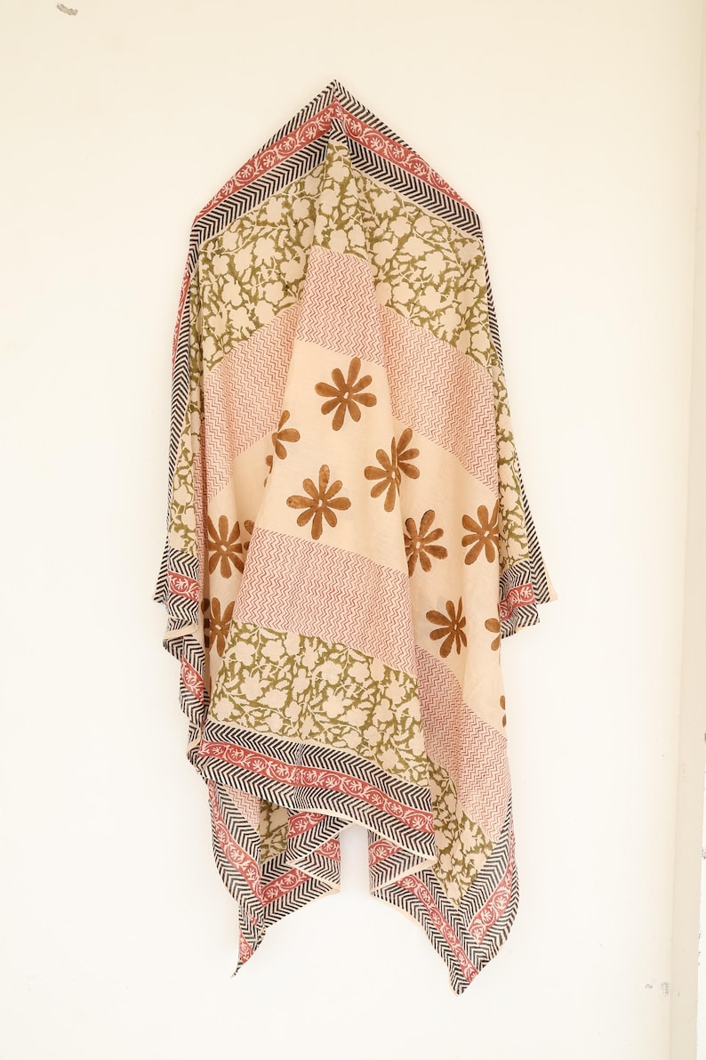 Hand Block Printed Cotton Sarong: Beach Wrap, Scarf, Shawl thumbnail 4