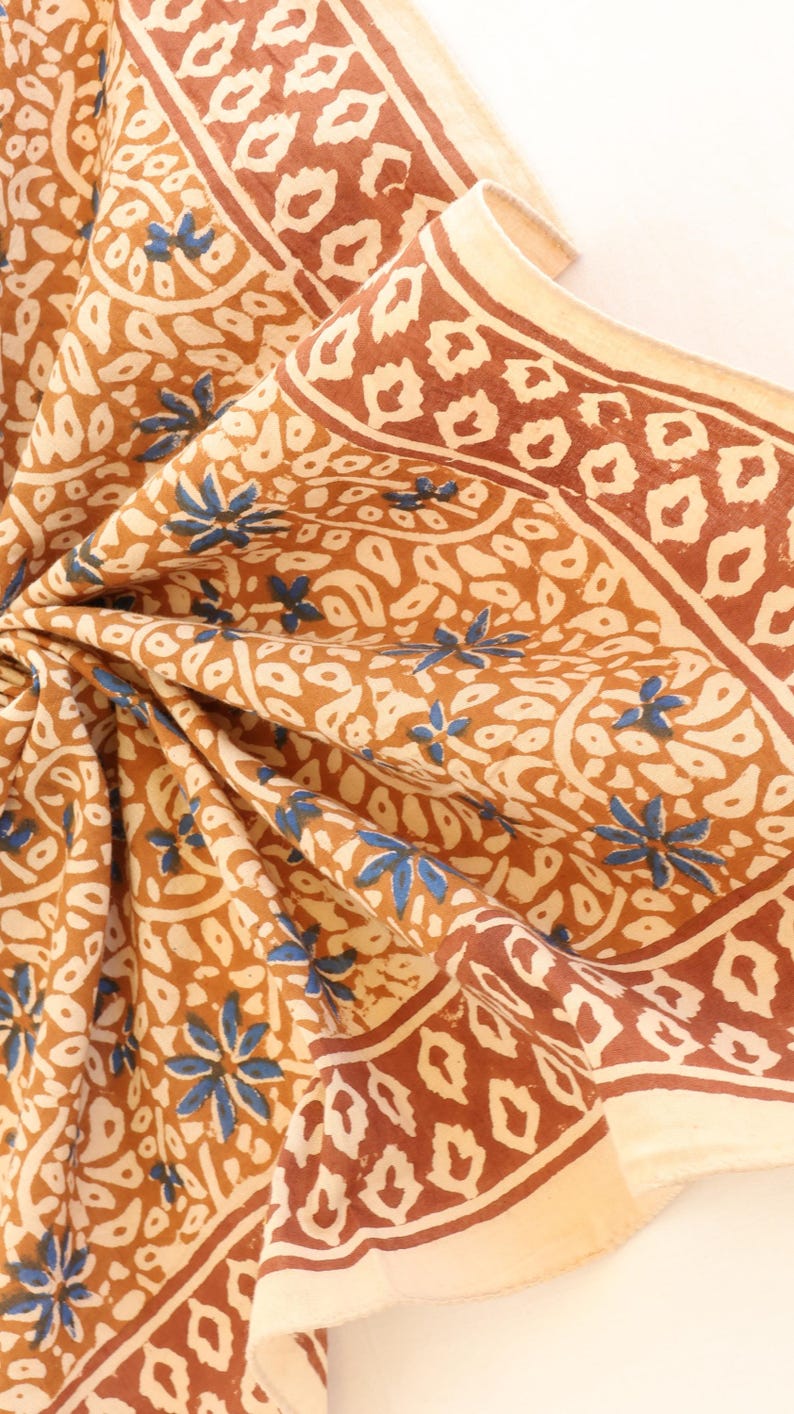 Block Printed Cotton Bandana: Eco-Friendly Artisan Scarf | Hand Block Printed Scarf | Boho Hair Wrap | Summer Travel & Beach Accessory thumbnail 4