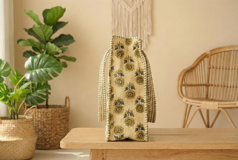 Handmade Cotton Tote Bag | Everyday Reusable Shopping Bag, Strong Cotton Market Bag | Travel, Work & Shopping Use | Tote Bag Gift for Her thumbnail 3