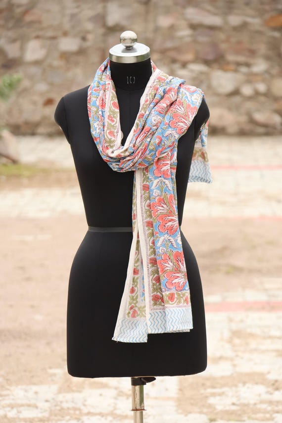 Hand Block Print Cotton Sarong: Boho Beach Cover Up, Indian Pareo