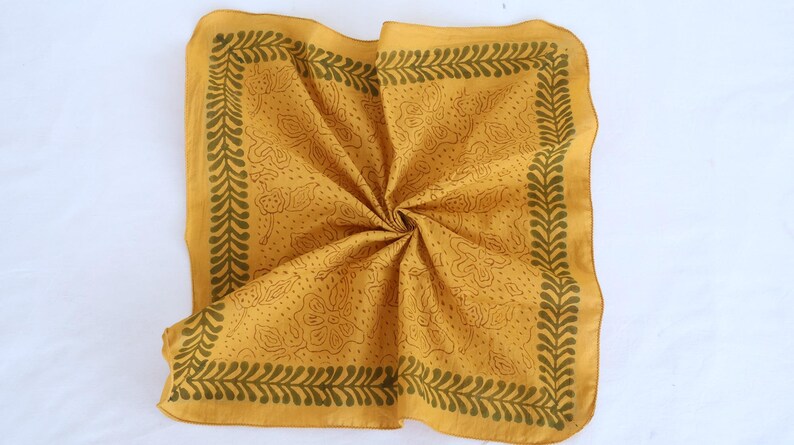 Floral Hand Block Printed Cotton Bandana: Boho Scarf thumbnail 2