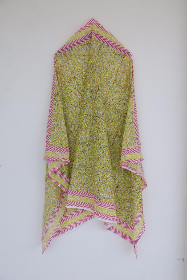 Block Print Cotton Sarong: Boho Beach Wrap, Ethical Fashion , Organic Cotton Beach Wrap, Eco Friendly Resort Wear, Lightweight Travel Scarf thumbnail 5