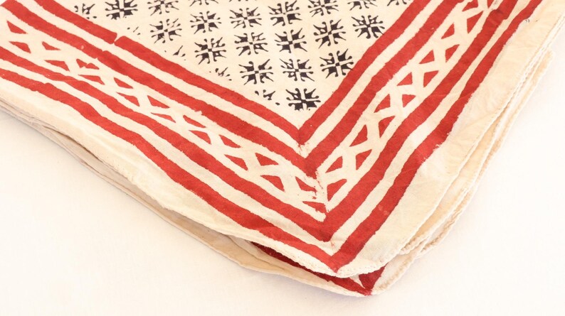 Hand Block Print Cotton Bandana: Boho Festival Scarf | Lightweight Cotton Headwrap | Boho Vintage Style Scarf | Gift for Her thumbnail 5