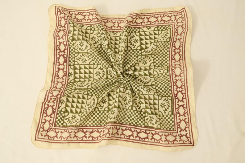 Handmade Bandanas - Boho Cotton Hand Block Print, Festival Neckerchiefs, Yoga Headband & Bandana Head Wrap, Hair Band, Gift Set for Women thumbnail 5