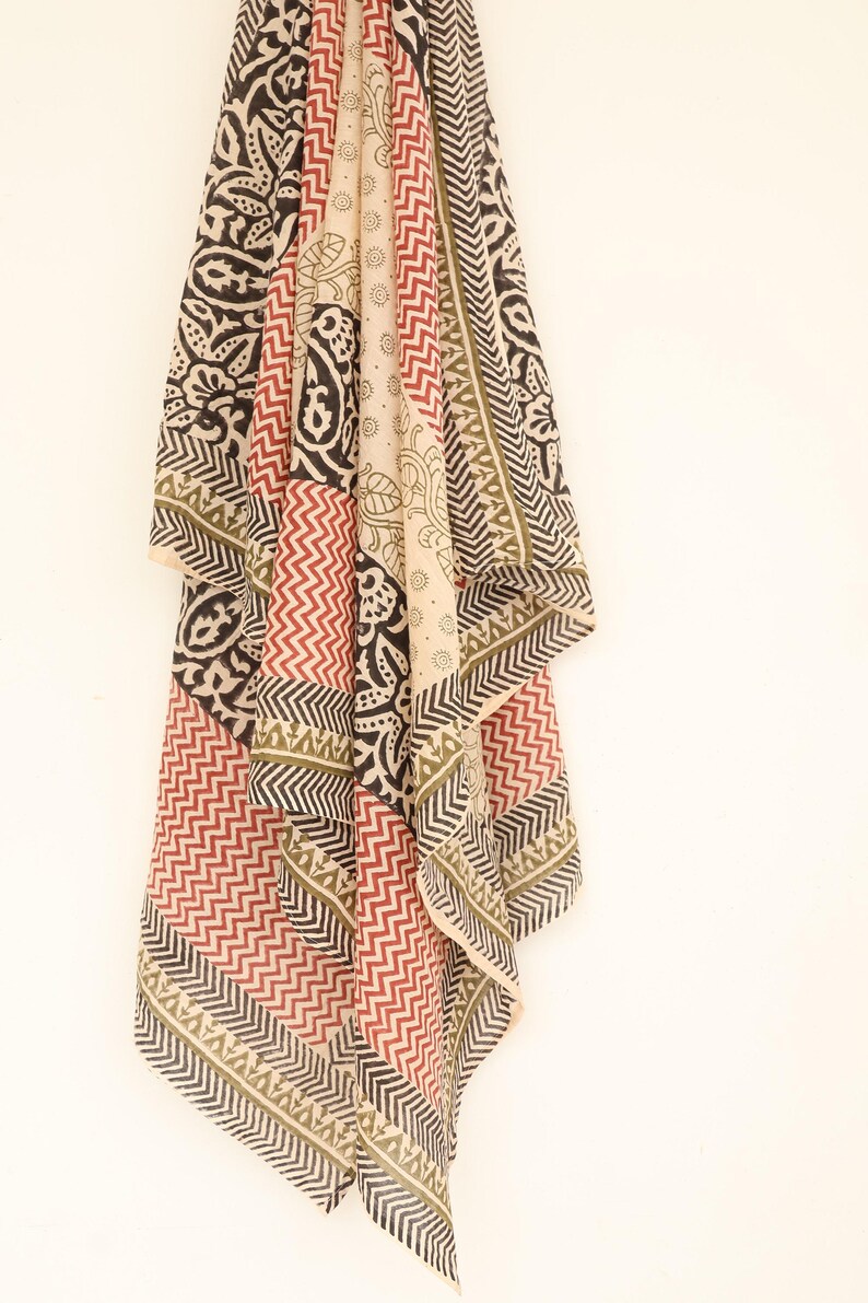 Hand Block Printed Cotton Sarong: Beach Wrap, Scarf, Shawl thumbnail 4
