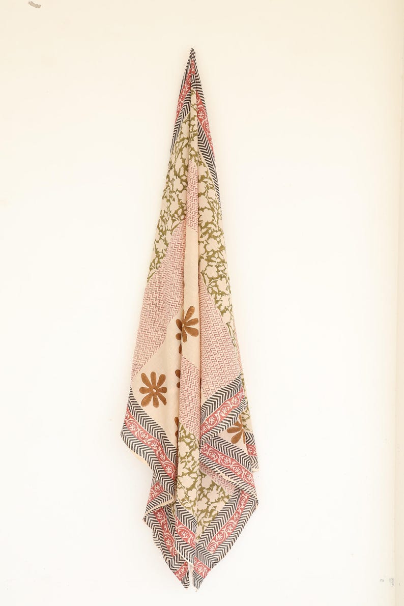 Hand Block Printed Cotton Sarong: Beach Wrap, Scarf, Shawl thumbnail 5
