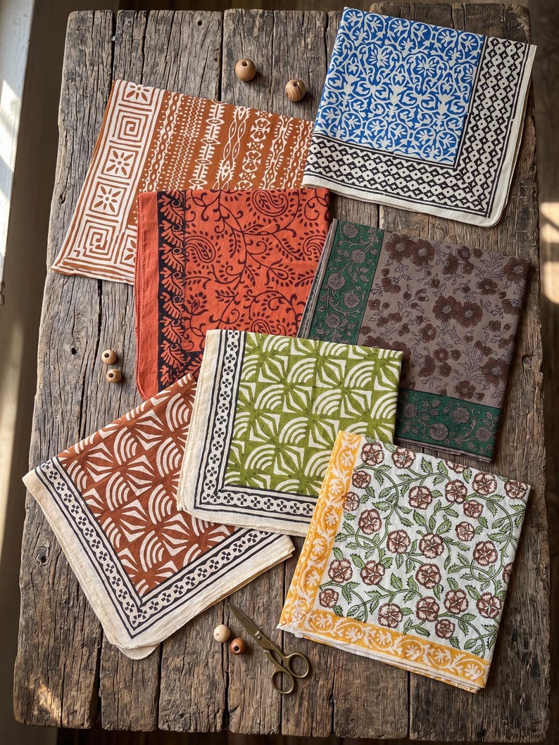 7-Piece Floral Bandana Set – Cotton Head Scarves, Boho Bandanas, Printed Hair Wraps, Handmade Bandana Bundle, Unisex Head Covering Gift Set thumbnail 2
