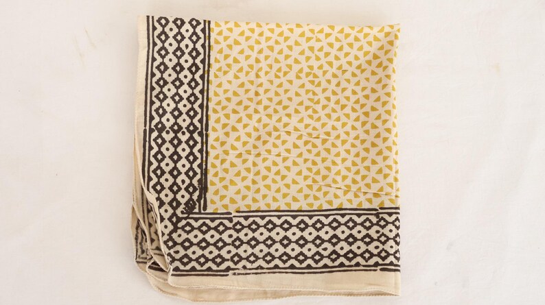 Floral Hand Block Print Cotton Bandana: Lightweight Scarf Bandana | Hand Block Printed Hair Wrap | Boho Neck Scarf | Travel, Beach Accessory thumbnail 5