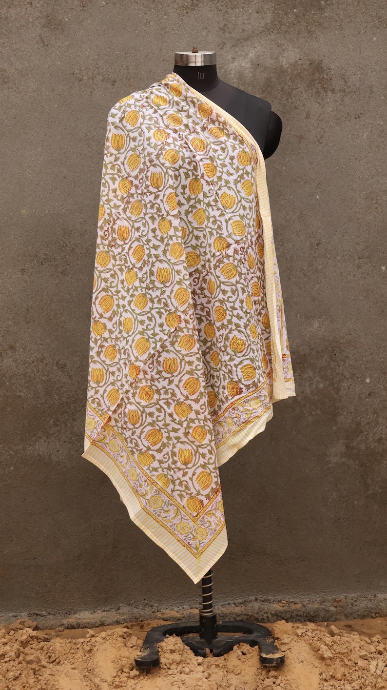Hand Block Print Cotton Sarong: Lightweight Beach Cover Up, Hand Block Printed Natural Cotton Beach Wrap | Boho Resort Sarong Wear thumbnail 2