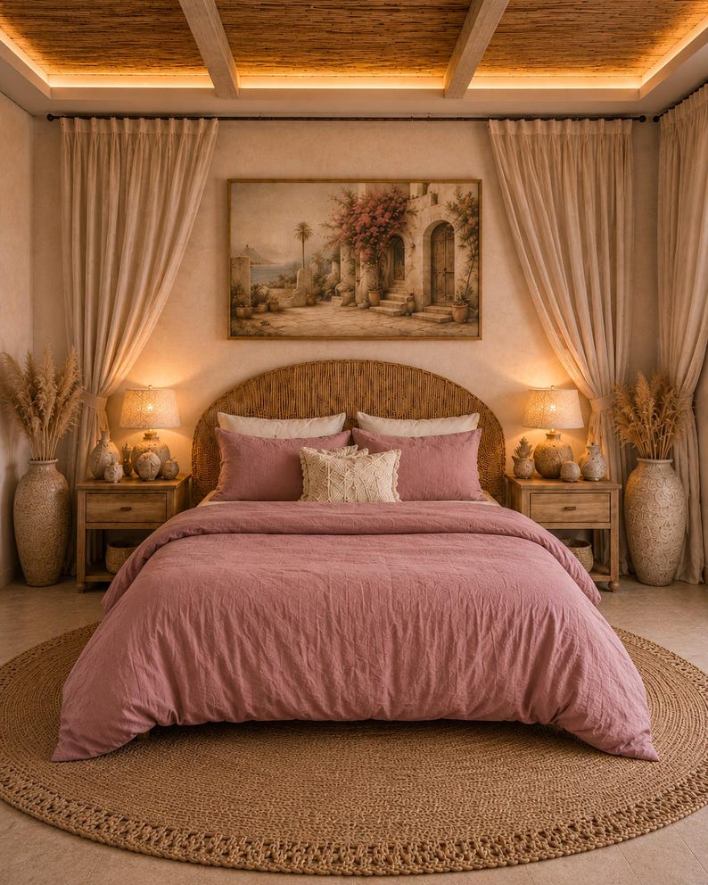 Dusty Rose Linen Duvet Cover Set, Soft Washed Bedding, Boho Bedroom Decor, Rustic Cottagecore Comforter Cover, Natural Luxury Linen Bedding thumbnail 3